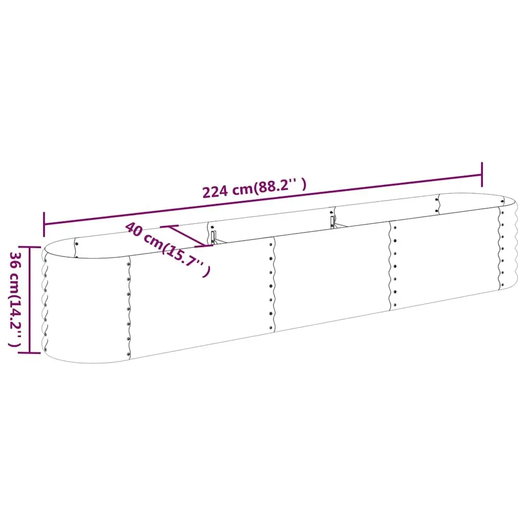 Raised Garden Bed Planter Box Outdoor Vegetables Flowers 224 x 40 x 36 cm Anthracite Steel Frame