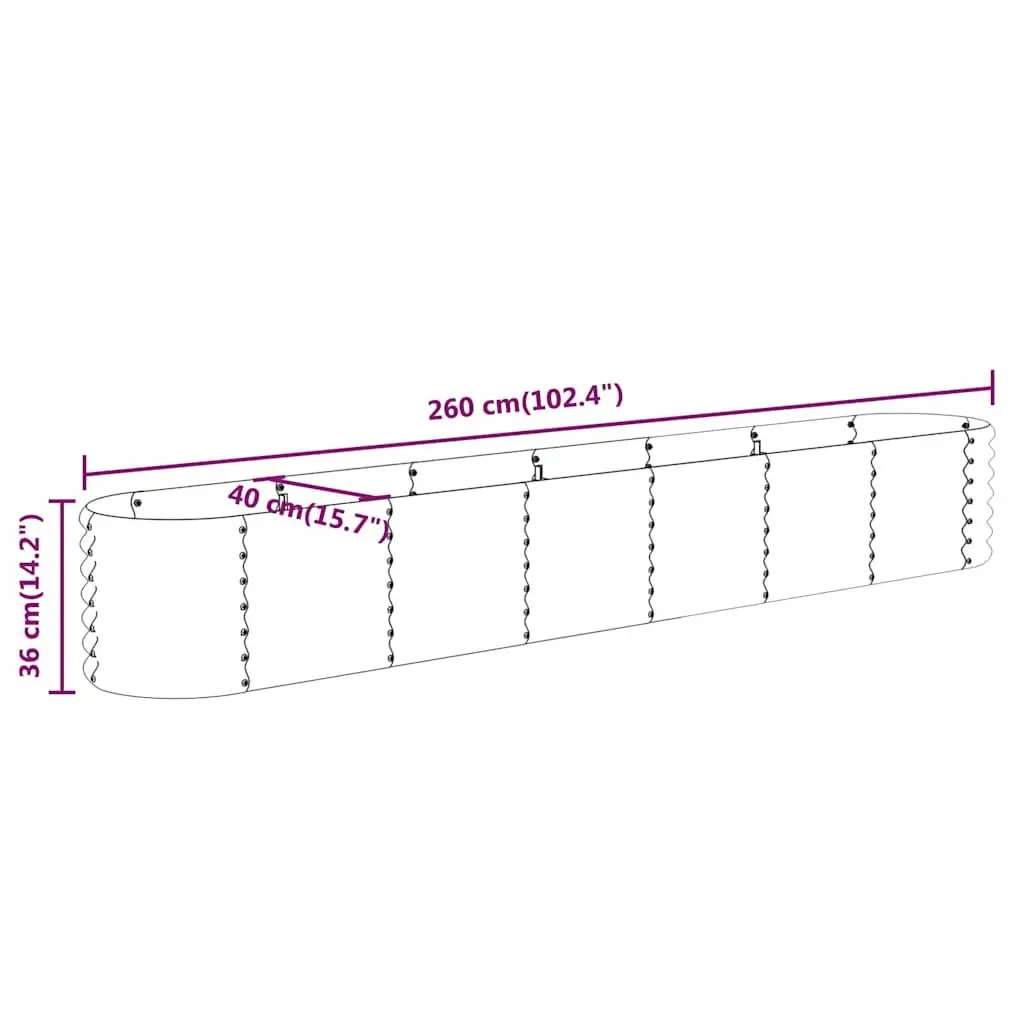 Garden Raised Bed Planter Box Brown Outdoor Vegetable Herb Flower 260 x 40 x 36 cm