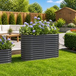 Reassuringly Sturdy Grey Planter Box for Your Garden