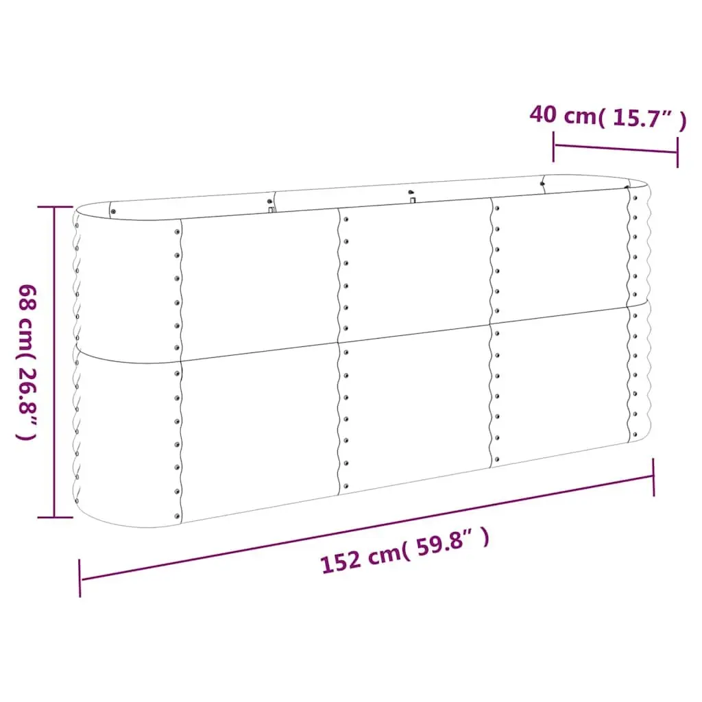 Garden Raised Bed Planter Box Outdoor Galvanised Steel Frame Green 152x40x68cm