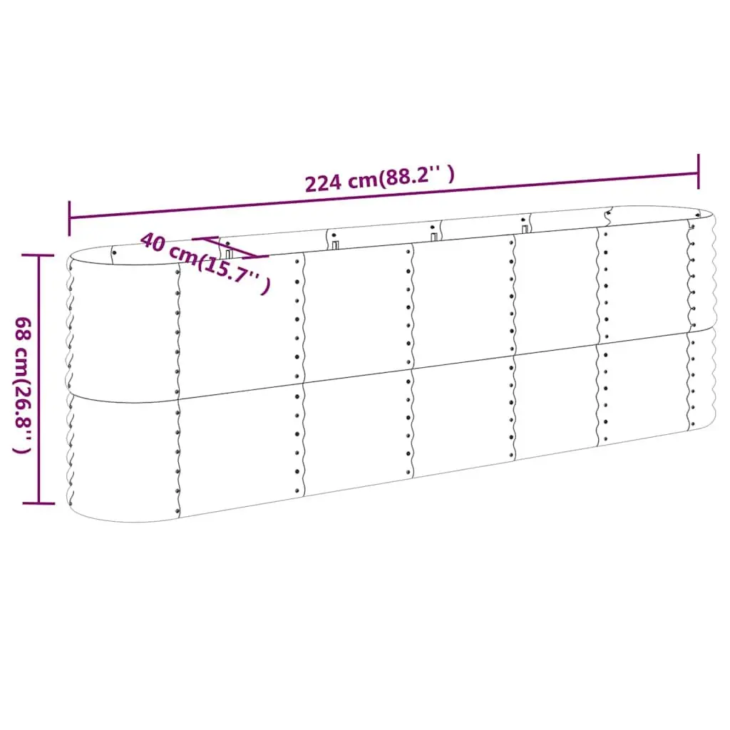 Garden Raised Bed Planter Box Outdoor Planting 224 x 40 x 68 cm Grey Galvanised Steel Frame