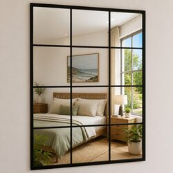 Value Set: 2 Black Wall Mirrors 80x60 cm Metal Frame