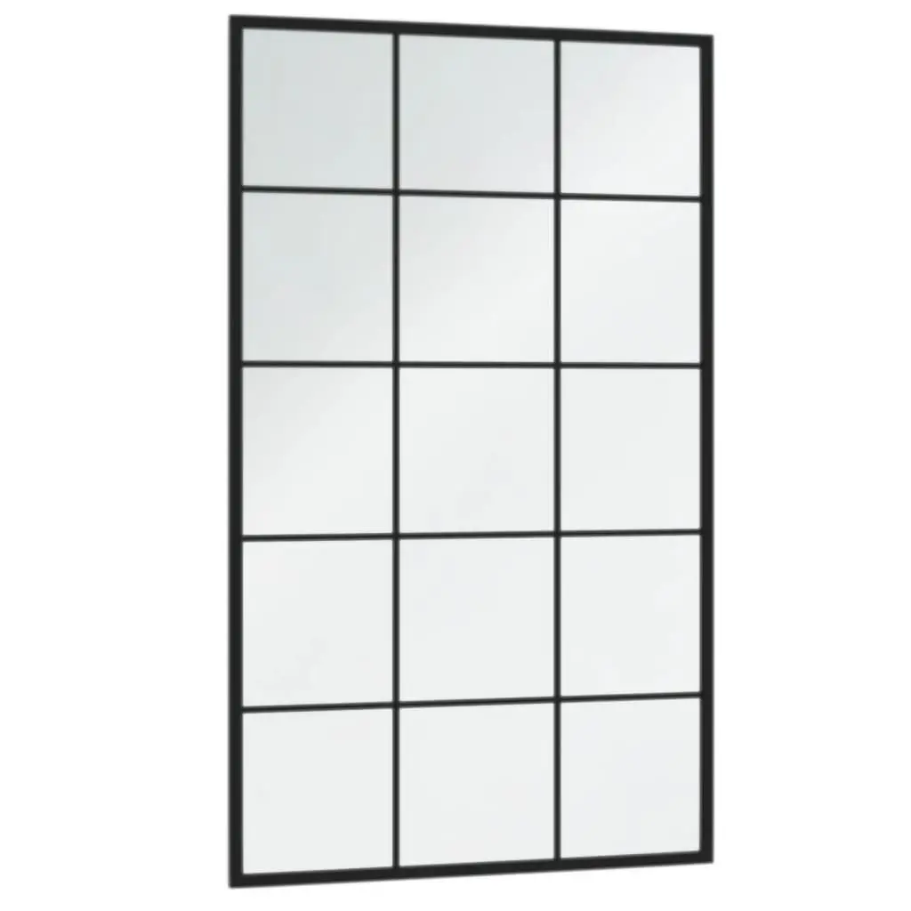Wall Mirror Black 100x60 cm Metal Frame Home Decor Set of 4 Pieces