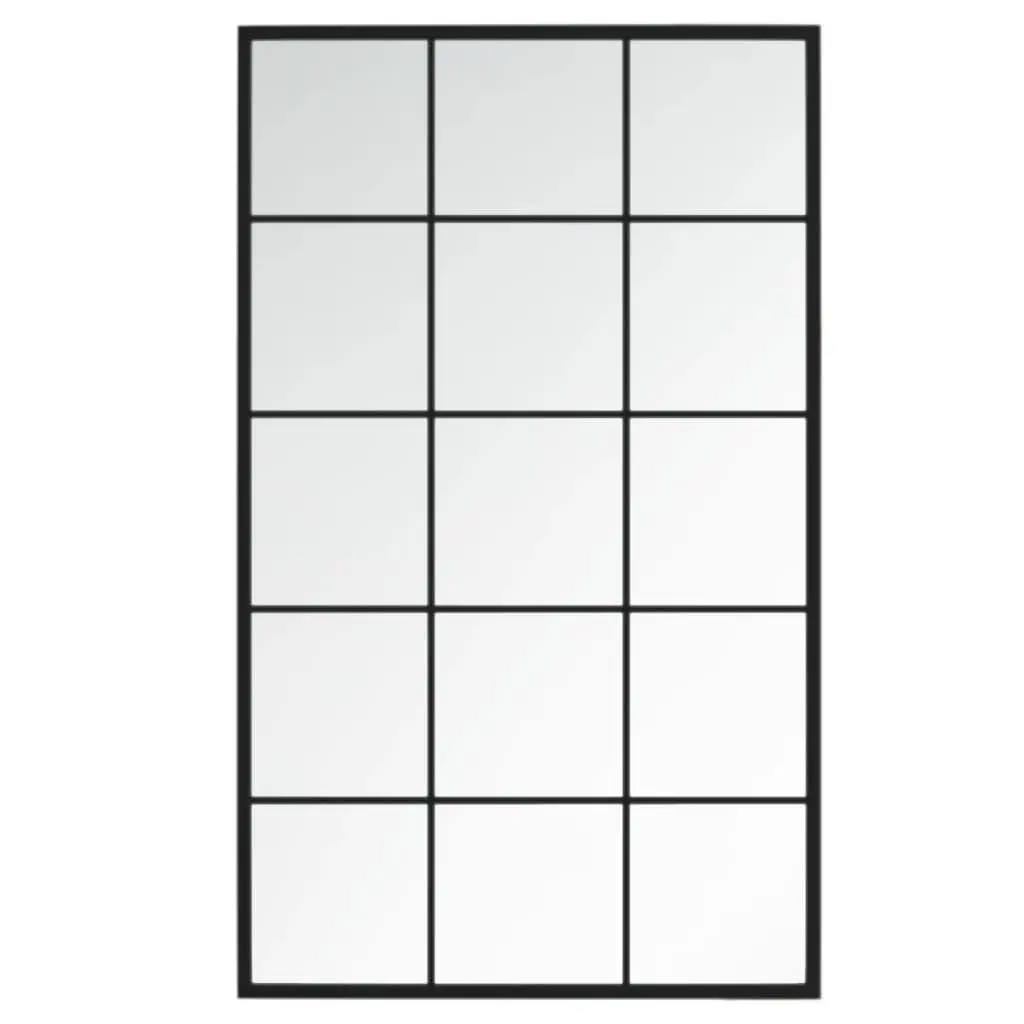 Wall Mirror Black 100x60 cm Metal Frame Home Decor Set of 4 Pieces