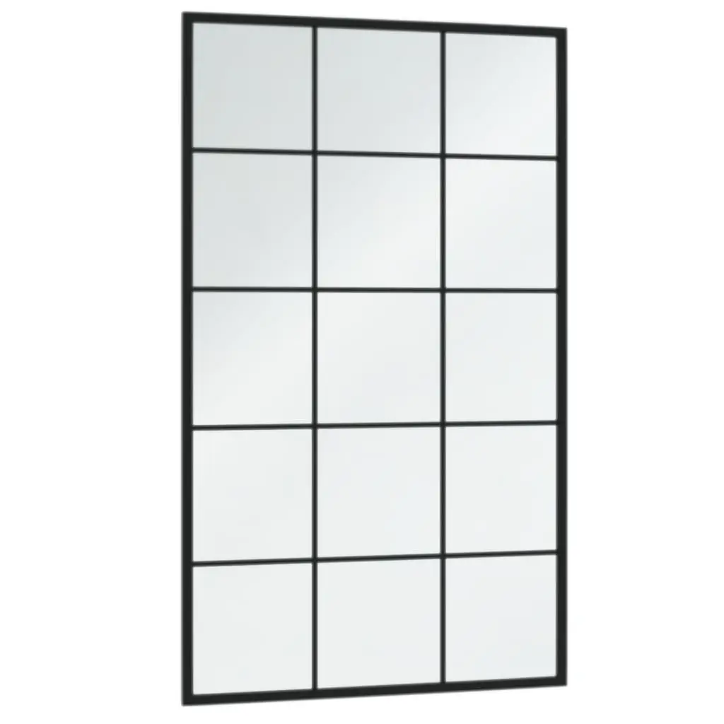 Set of 6 Black Metal Wall Mirrors Decorative Indoor Mirrors 100x60cm for Bedroom Living Room Bathroom and Closet