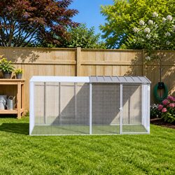 Chicken Cage with Roof Grey Galvanised Steel Small Animal Enclosure Run Coop