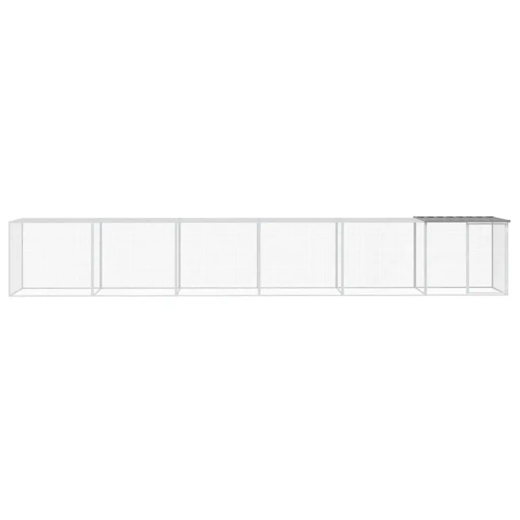 Chicken Cage with Roof Galvanised Steel Coop 603x98x90 cm Grey