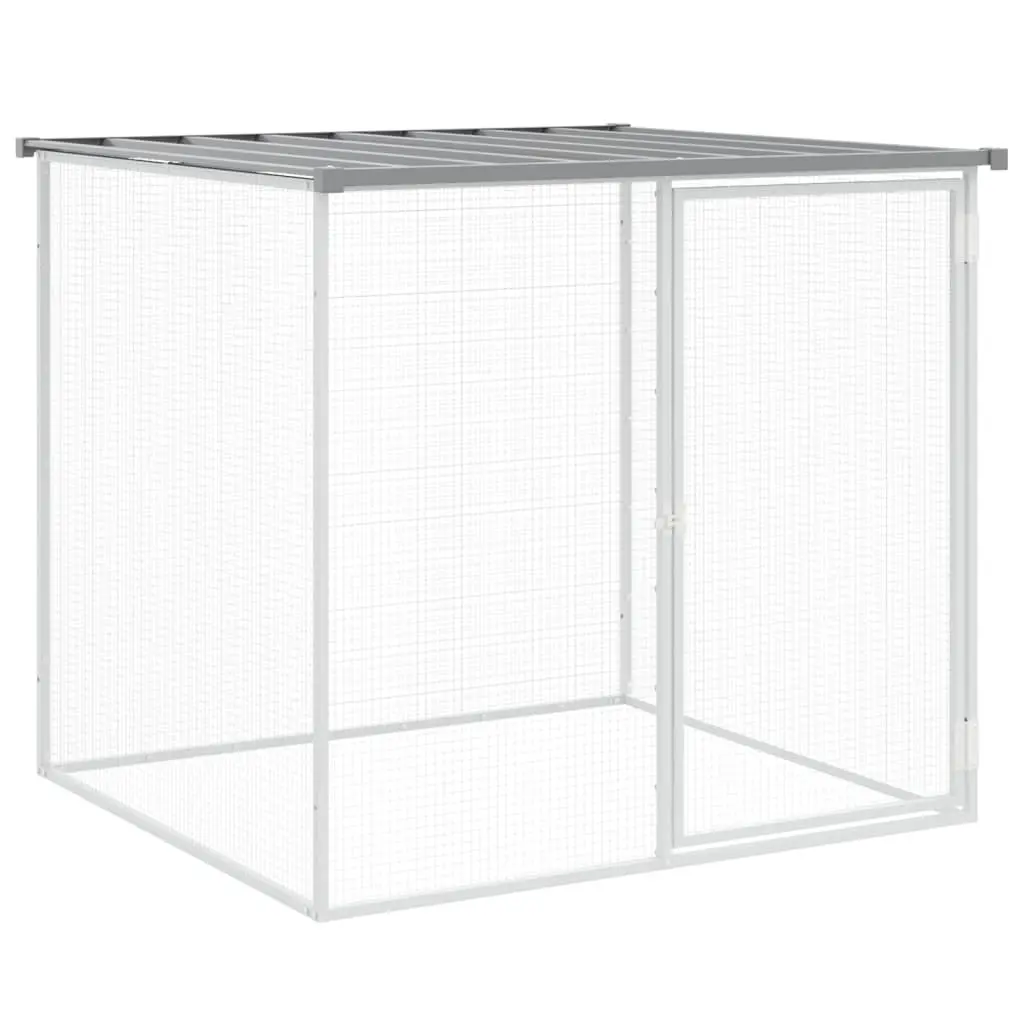 Chicken Cage with Roof Galvanised Steel Coop 603x98x90 cm Grey