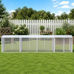 Chicken Cage with Roof Grey Galvanised Steel Coop Run Enclosure 1003x98x90cm