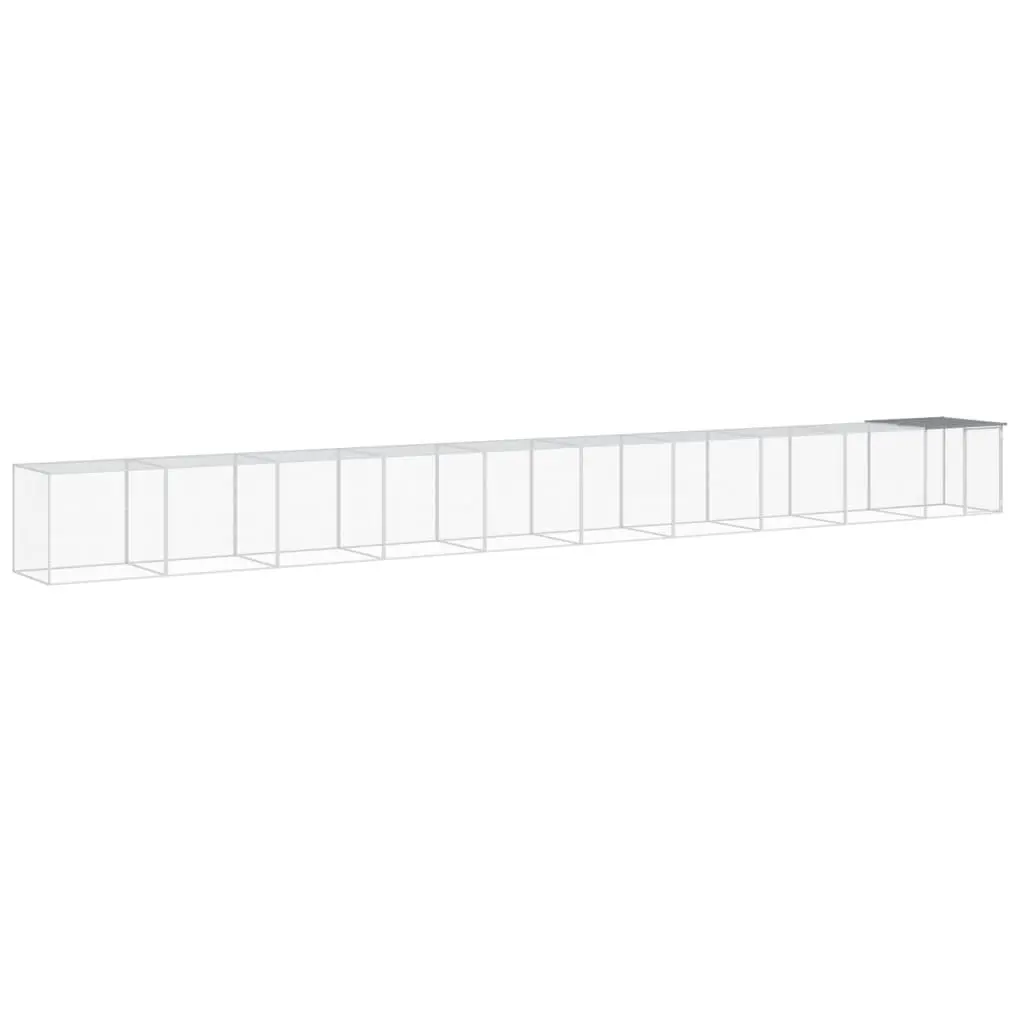 Chicken Cage with Roof Galvanised Steel 1003x98x90 cm Grey Coop Run Hen House Pen
