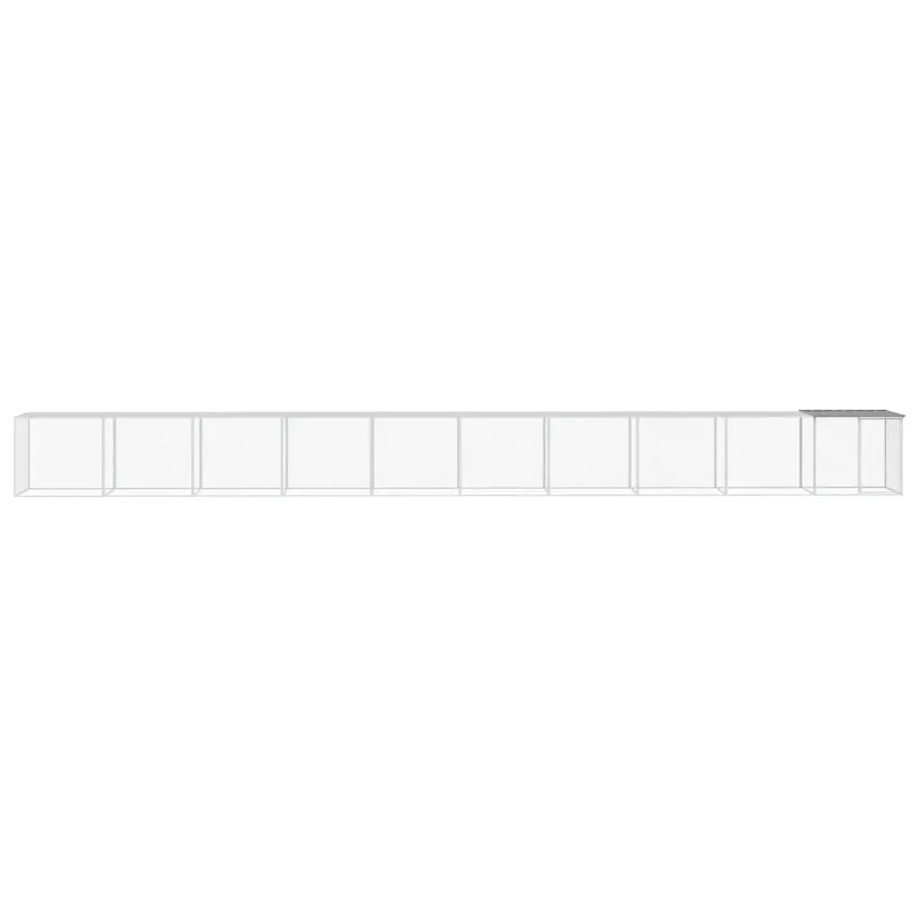 Chicken Cage with Roof Galvanised Steel 1003x98x90 cm Grey Coop Run Hen House Pen