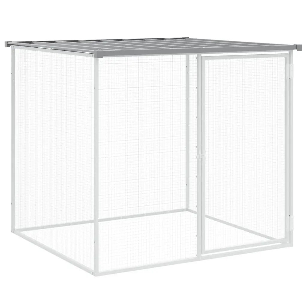 Chicken Cage with Roof Galvanised Steel 1003x98x90 cm Grey Coop Run Hen House Pen