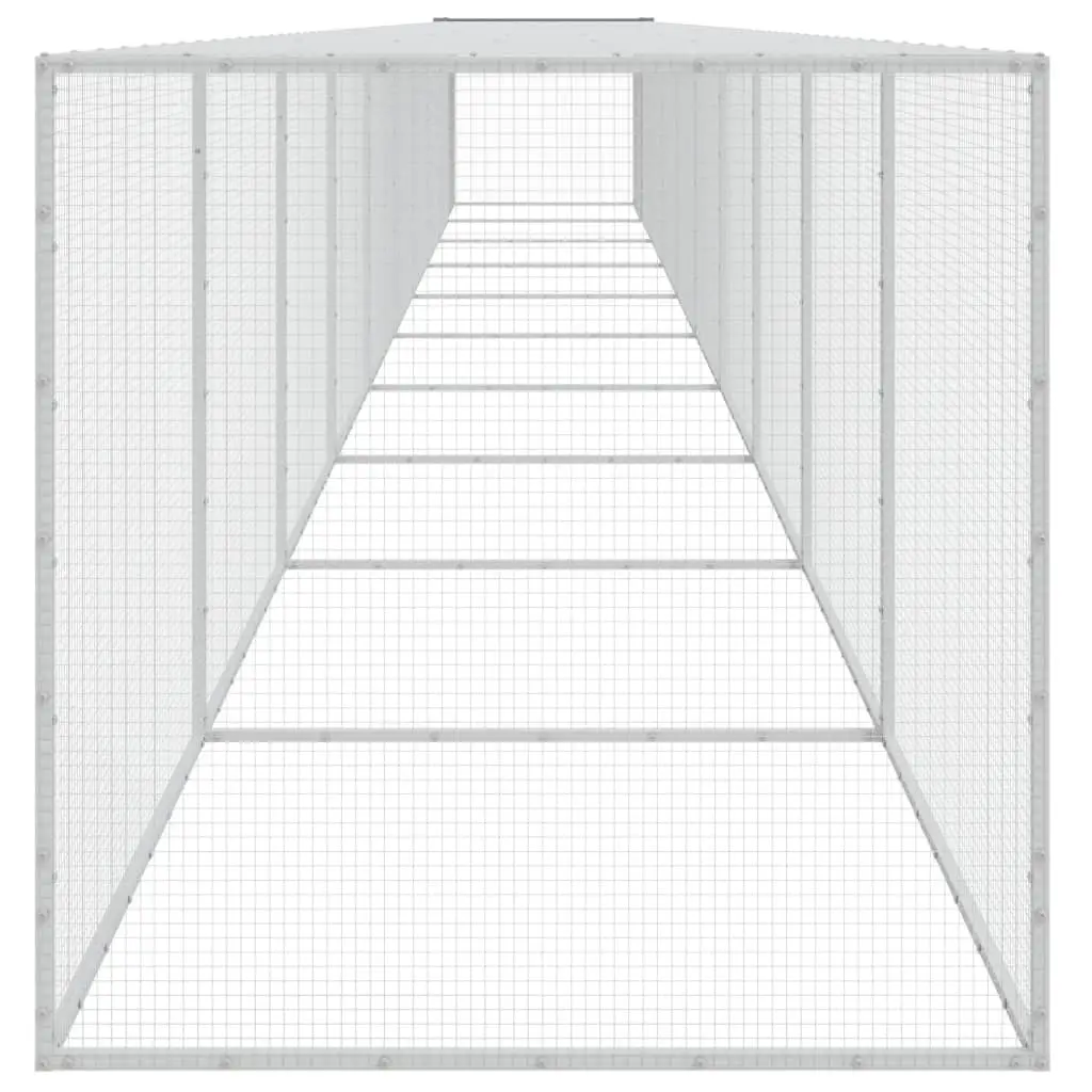 Chicken Cage with Roof Galvanised Steel 1003x98x90 cm Grey Coop Run Hen House Pen