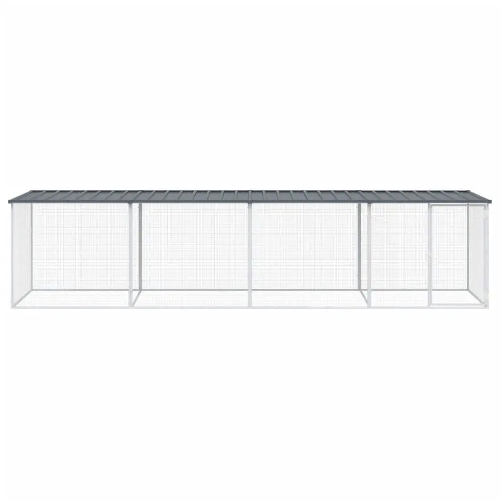Chicken Cage with Roof for Chickens 403x98x90 cm Galvanised Steel Anthracite