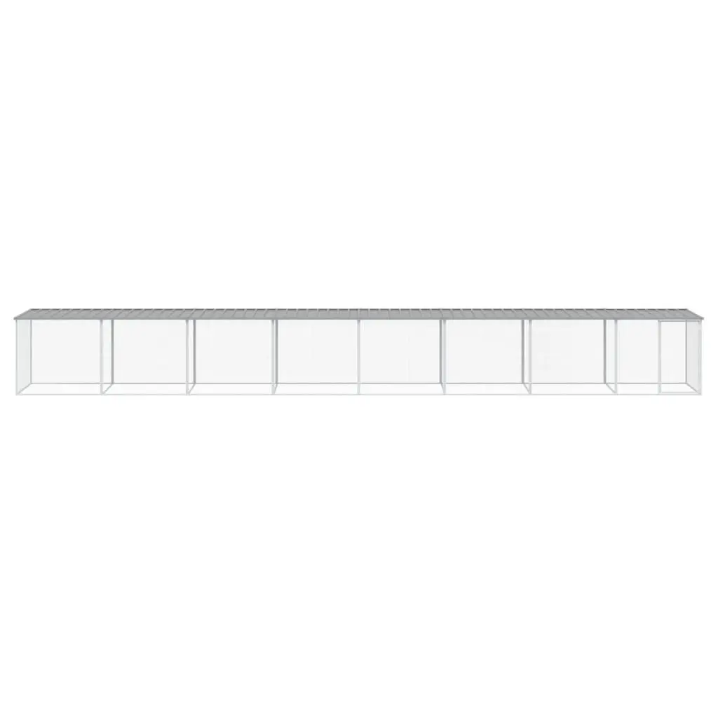 Chicken Cage with Roof Small Animal Pen Coop Galvanised Steel 803x98x90cm Grey