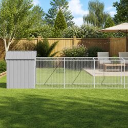 Dog House with Run Mesh Extended Enclosure Galvanised Steel Grey Pet Pen