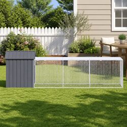Chicken Cage with Run Anthracite 117x405x123 cm Galvanised Steel Small Animal