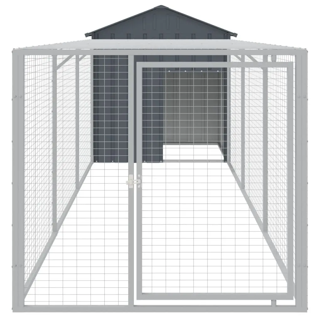 Chicken Cage with Run 117x405x123 cm Galvanised Steel Coop Hen House Enclosure Anthracite