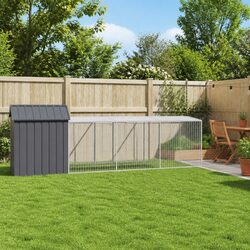Chicken Cage with Run Anthracite Galvanised Steel Small Animal Habitat Coop