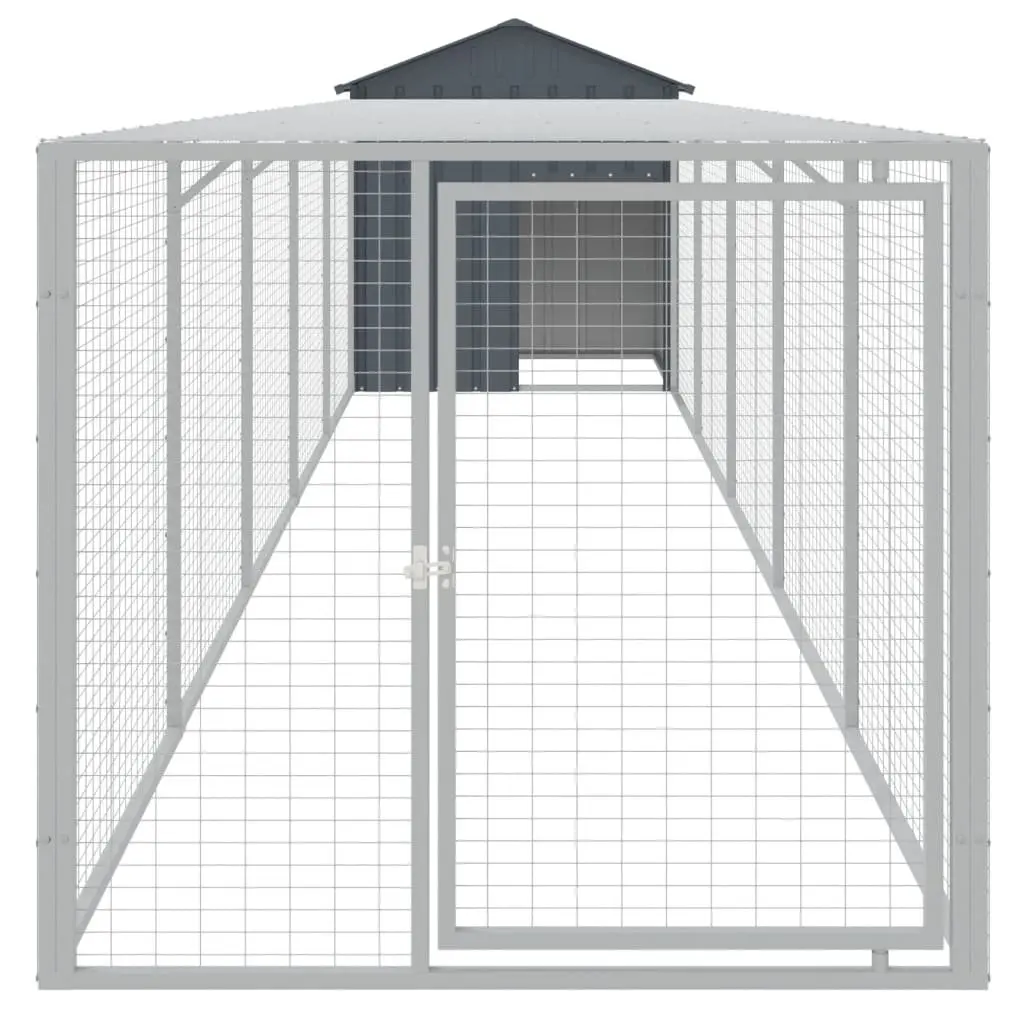Chicken Cage with Run for Chickens 117x609x123 cm Anthracite Galvanised Steel Coop Hen House