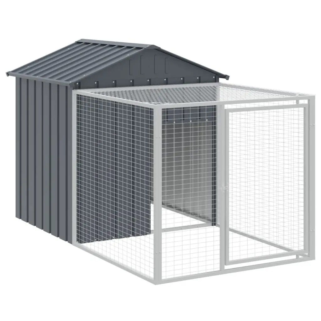 Chicken Cage with Run for Chickens 117x609x123 cm Anthracite Galvanised Steel Coop Hen House