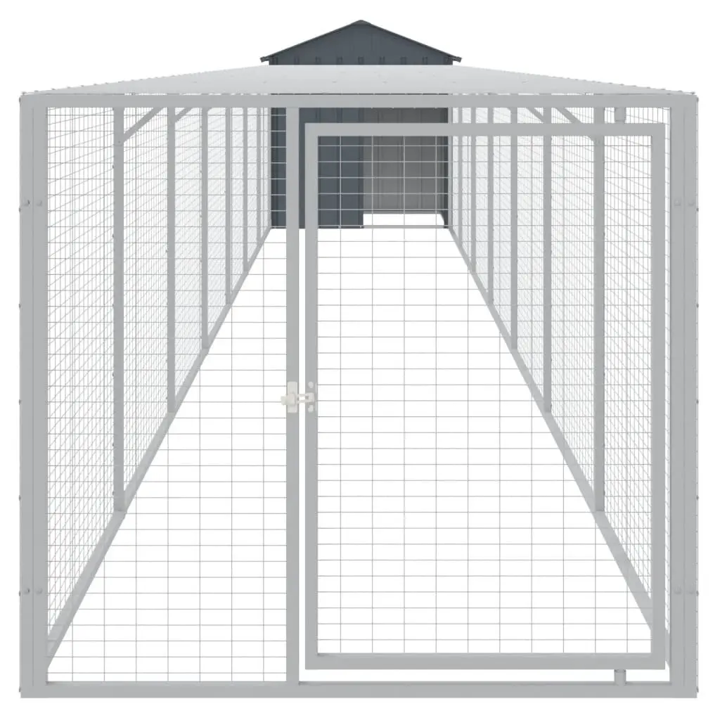 Chicken Cage with Run for Chickens 117x81x123cm Anthracite Galvanised Steel Coop