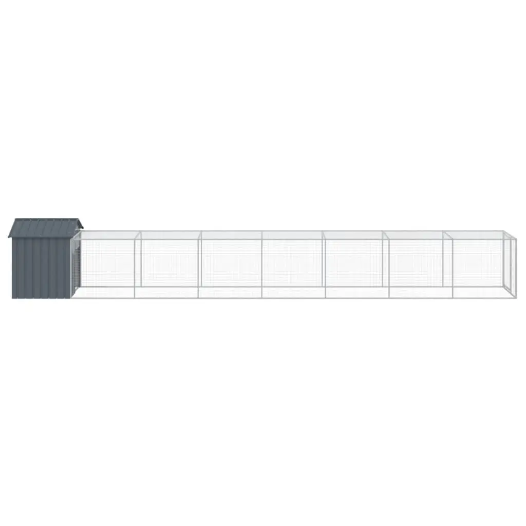 Chicken Cage with Run for Chickens 117x81x123cm Anthracite Galvanised Steel Coop