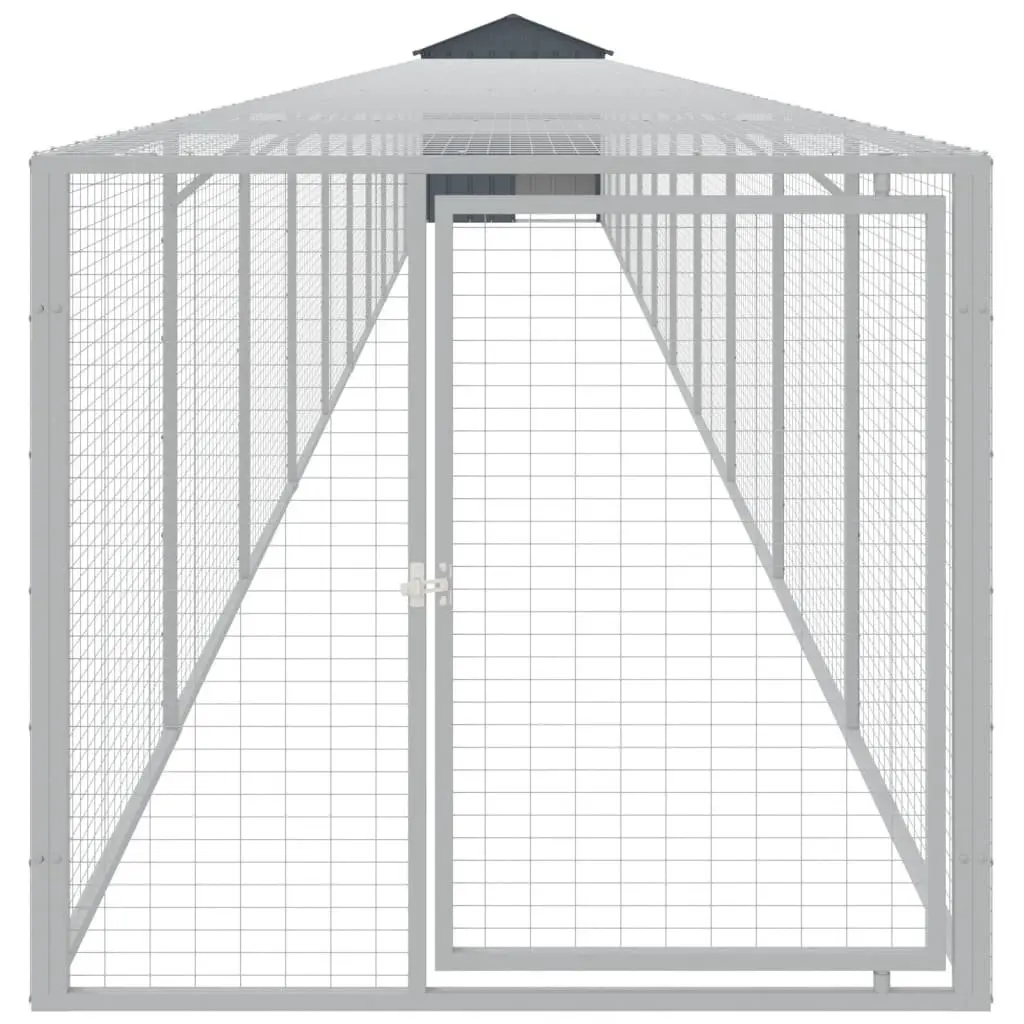 Chicken Cage with Run Small Animal 117x122x123cm Anthracite Galvanised Steel