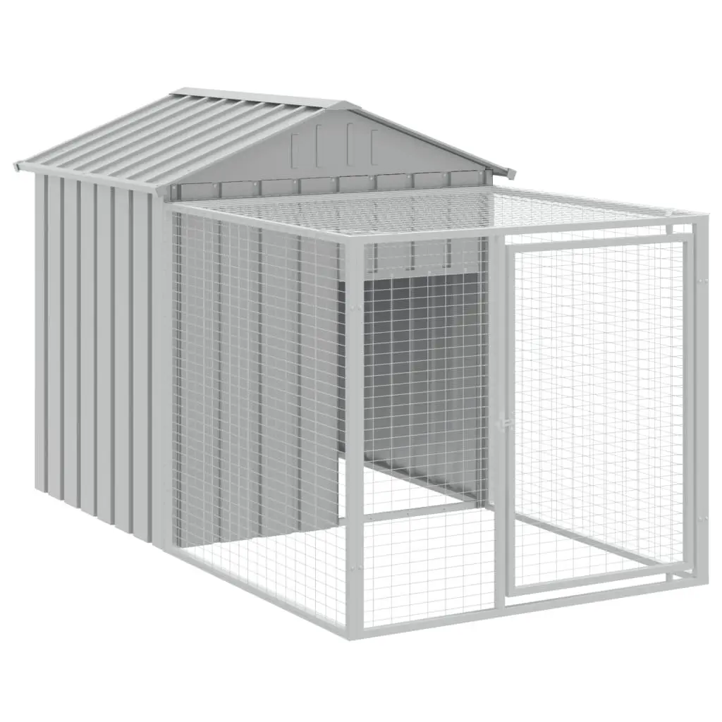 Chicken Cage with Run for Chickens 117x609x123 cm Grey Galvanised Steel