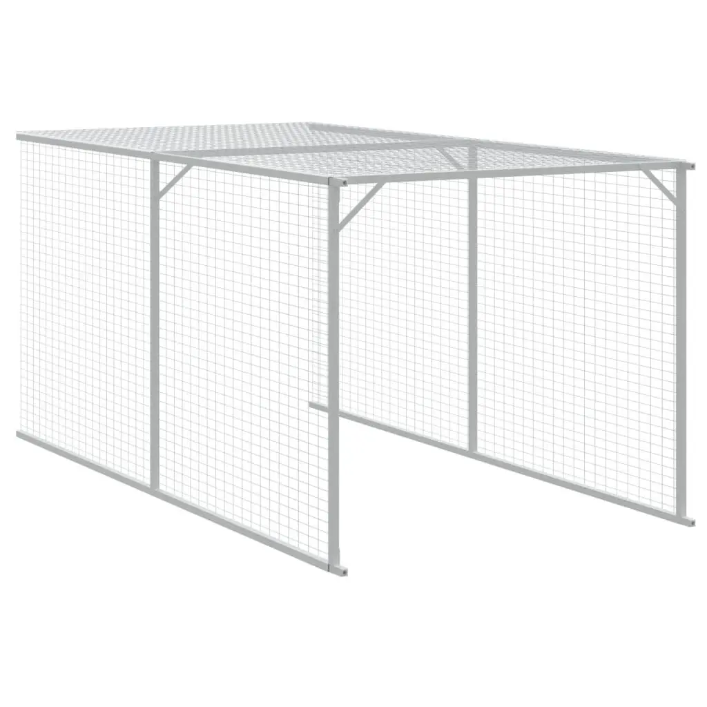 Chicken Cage with Run Grey 117x1017x123 cm Galvanised Steel Coop Hen House