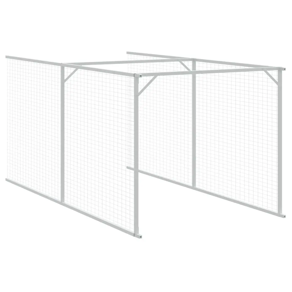 Dog House with Run Outdoor Pet Kennel 110 x 122 x 110 cm Anthracite Galvanised Steel