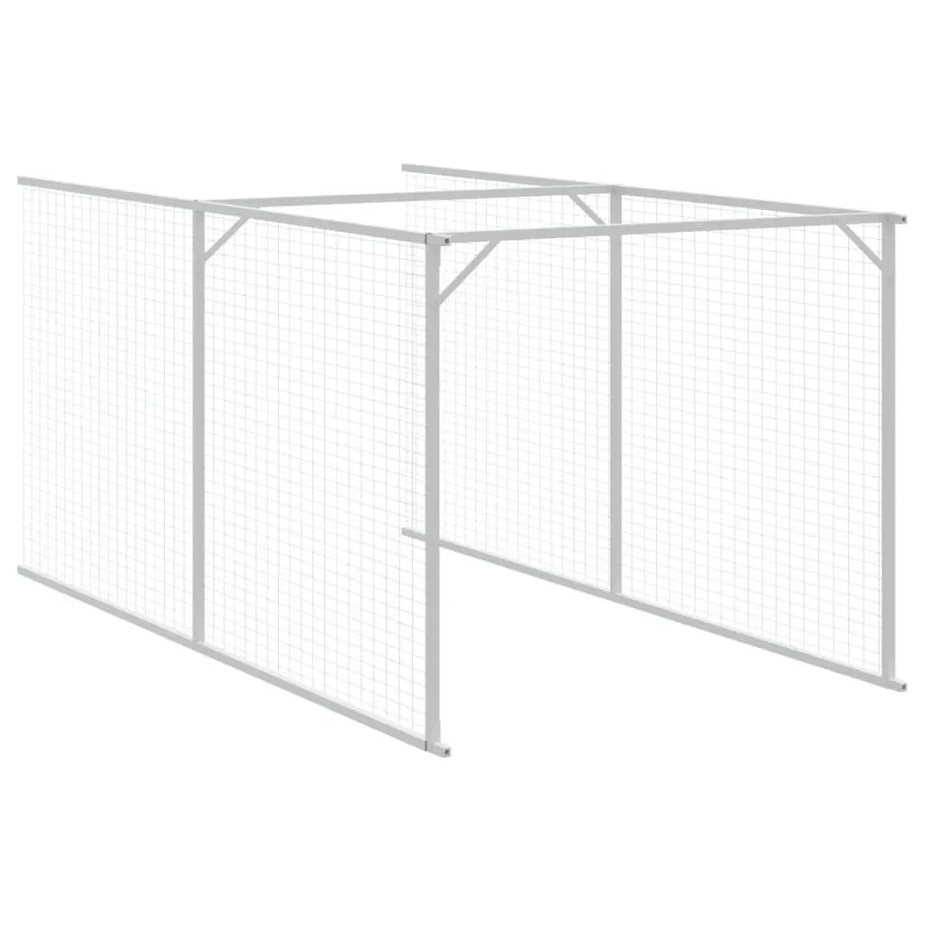 Dog House with Run Outdoor Pet Kennel Enclosure Light Grey Galvanised Steel 110 x 609 x 110 cm