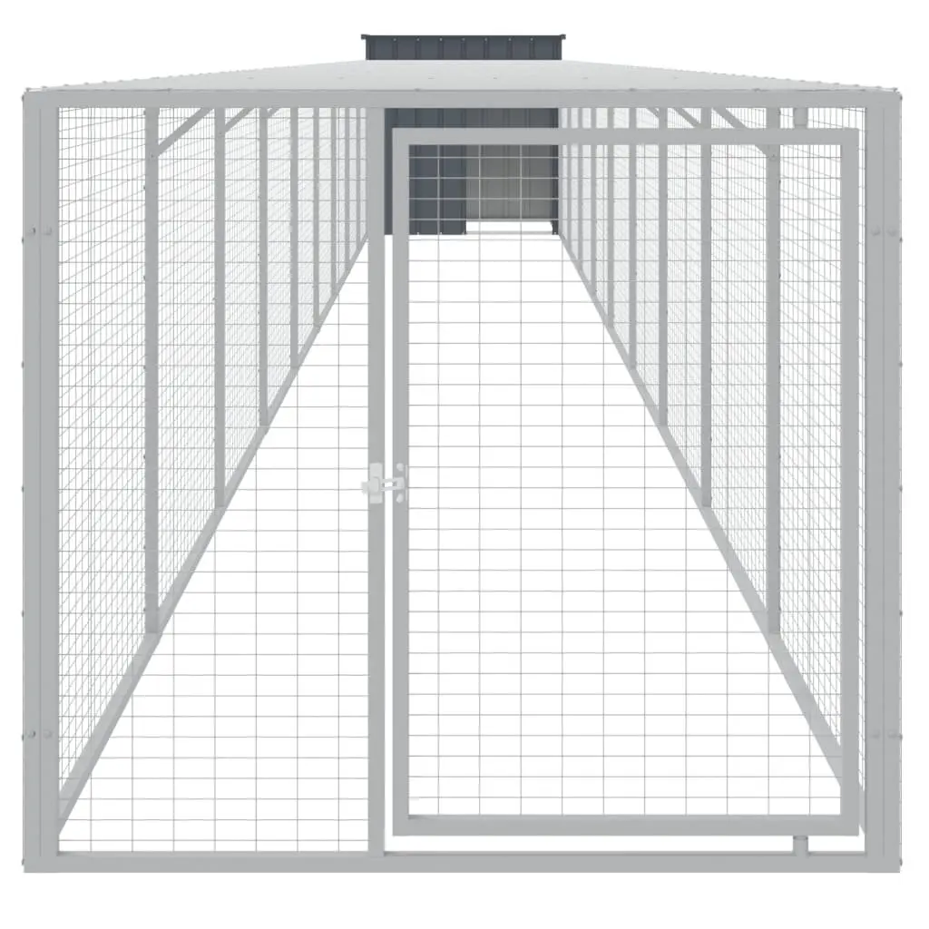 Chicken Cage with Run Small Animal Habitat Anthracite Galvanised Steel