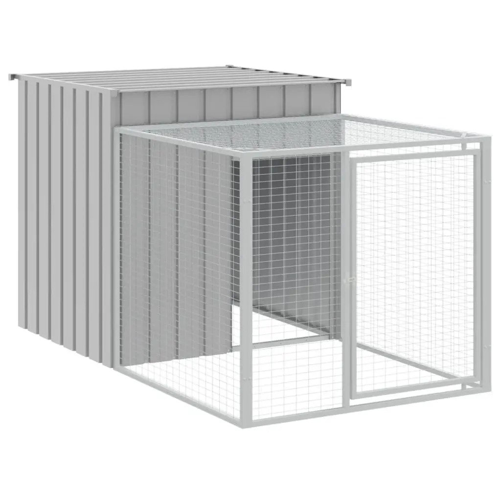 Chicken Cage with Run Galvanised Steel Coop 110x813x110 cm Grey