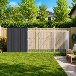 Reliable Anthracite Dog House with Run for Pets