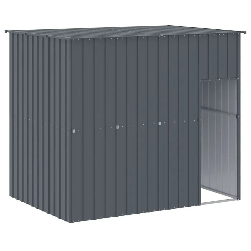 Dog House with Run Outdoor Pet Enclosure 214 x 661 x 181 cm Anthracite Galvanised Steel