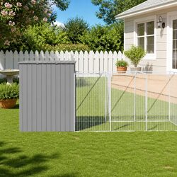 Comfort and Value in a Grey Galvanised Steel Dog House