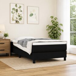 Box Spring Bed Frame King Single Size Black Fabric Supportive Plywood Slats