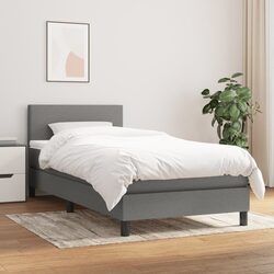 Comfortable Grey Box Spring Bed with Pocket Spring Mattress