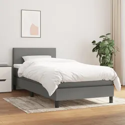 Comfortable Grey Box Spring Bed with Pocket Spring Mattress