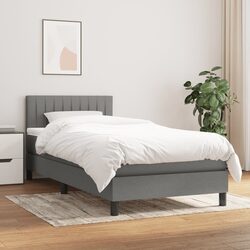 Comfortable Box Spring Bed with Pocket Spring Mattress - Grey