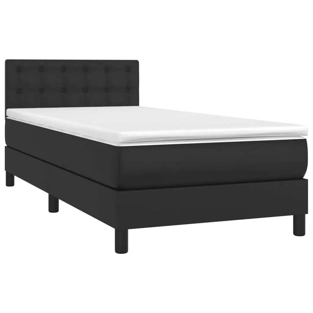 Box Spring Bed Pocket Spring Mattress 100x200 cm Black Faux Leather