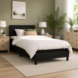 Box Spring Bed with Pocket Spring Mattress LED Headboard Black 100x200cm
