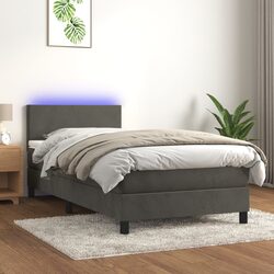 Box Spring Bed with Velvet Upholstery