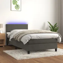 Box Spring Bed with Velvet Upholstery