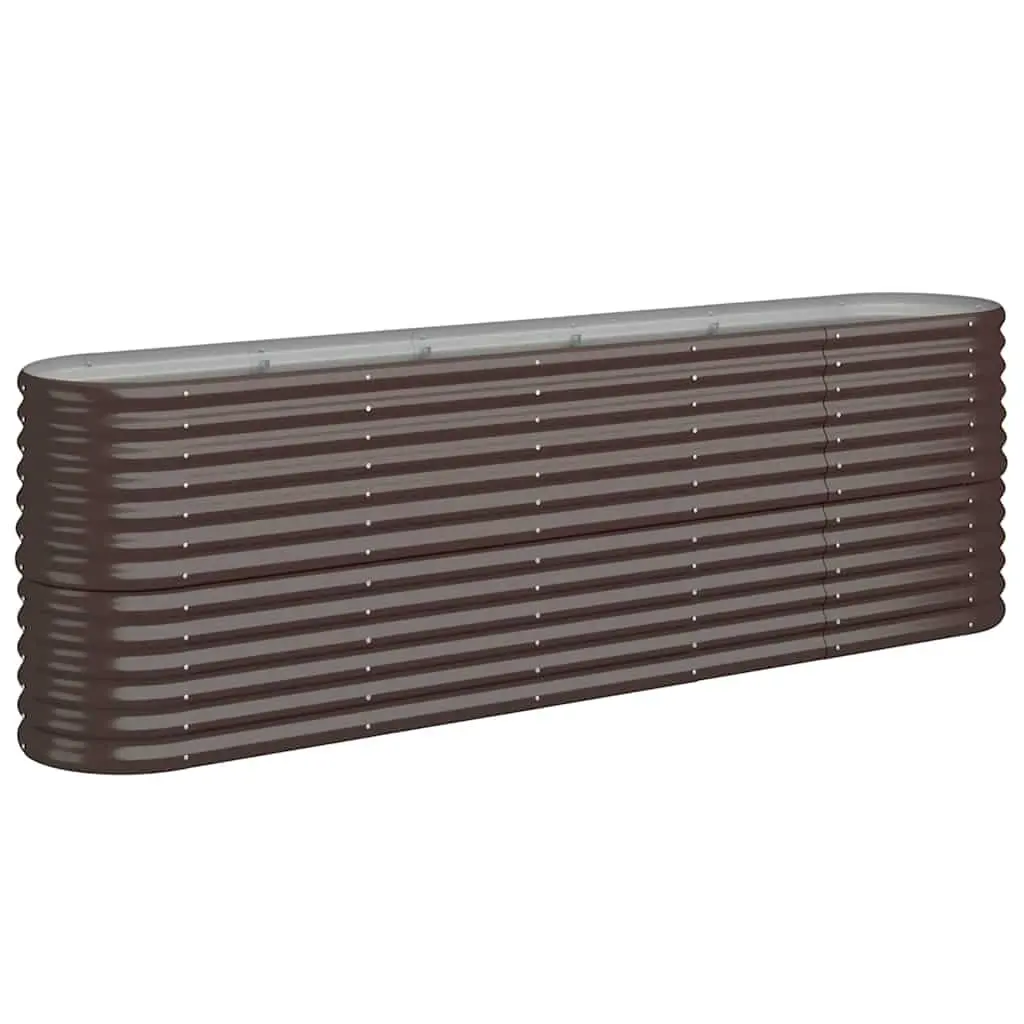 Raised Garden Bed Galvanised Steel Outdoor Planter Box 224x40x68cm Brown