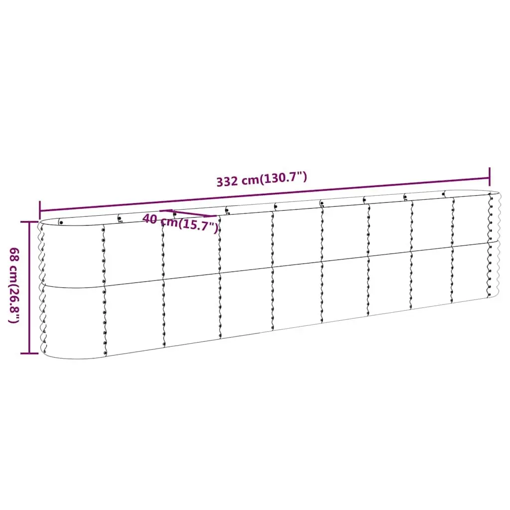 Raised Garden Bed Planter Box Galvanised Steel Frame Outdoor Vegetable Flowers Green 332 x 40 x 68 cm