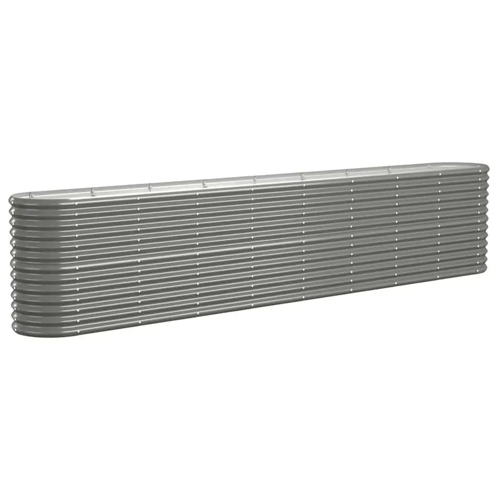 Galvanised Steel Planter Box Outdoor Raised Garden Bed Grey 332x40x68cm for Vegetables Herbs Flowers