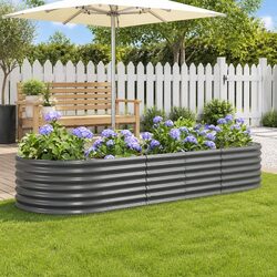 Reliable Grey Steel Raised Garden Bed for Home Gardening