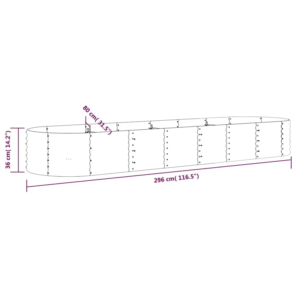 Galvanised Steel Planter Box Raised Garden Bed Outdoor for Growing Flowers Vegetables 296x80x36cm Silver